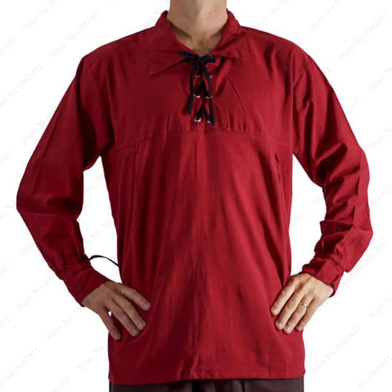 Средневековый Ренессанс Мужская цепь из нержавеющей стали Свободная блузка навигатор Косплей Костюм мужской длинный рукав футболка принц