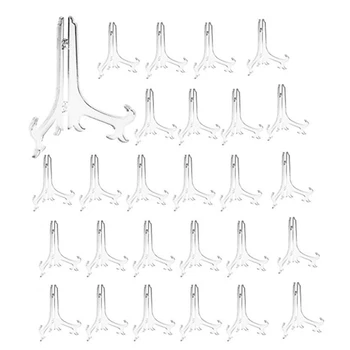 

3 inch Clear Plastic Stand Cookie Holder Display Stand Place Card Holder Display Easels at Weddings, Birthday Party(24 pack)