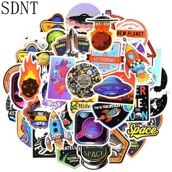 

50 PCS Outer Space Anime Stickers Kids Toys UFO Alien Astronaut Aviation Spaceship Cartoon Waterproof Stickers DIY Car Sticker