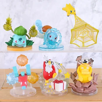 

6pcs/set Anime Bulbasaur Squirtle Psyduck Delibird Porygon Joltik Action Figure Dolls Toy for Kids