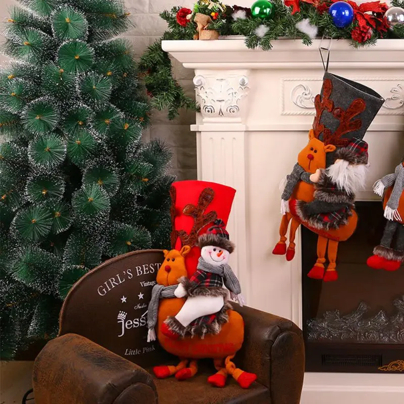 Рождественские носки для верховой езды с рисунком оленя Рождественский Подарочный пакет для конфет подвеска Новогоднее украшение Новинка