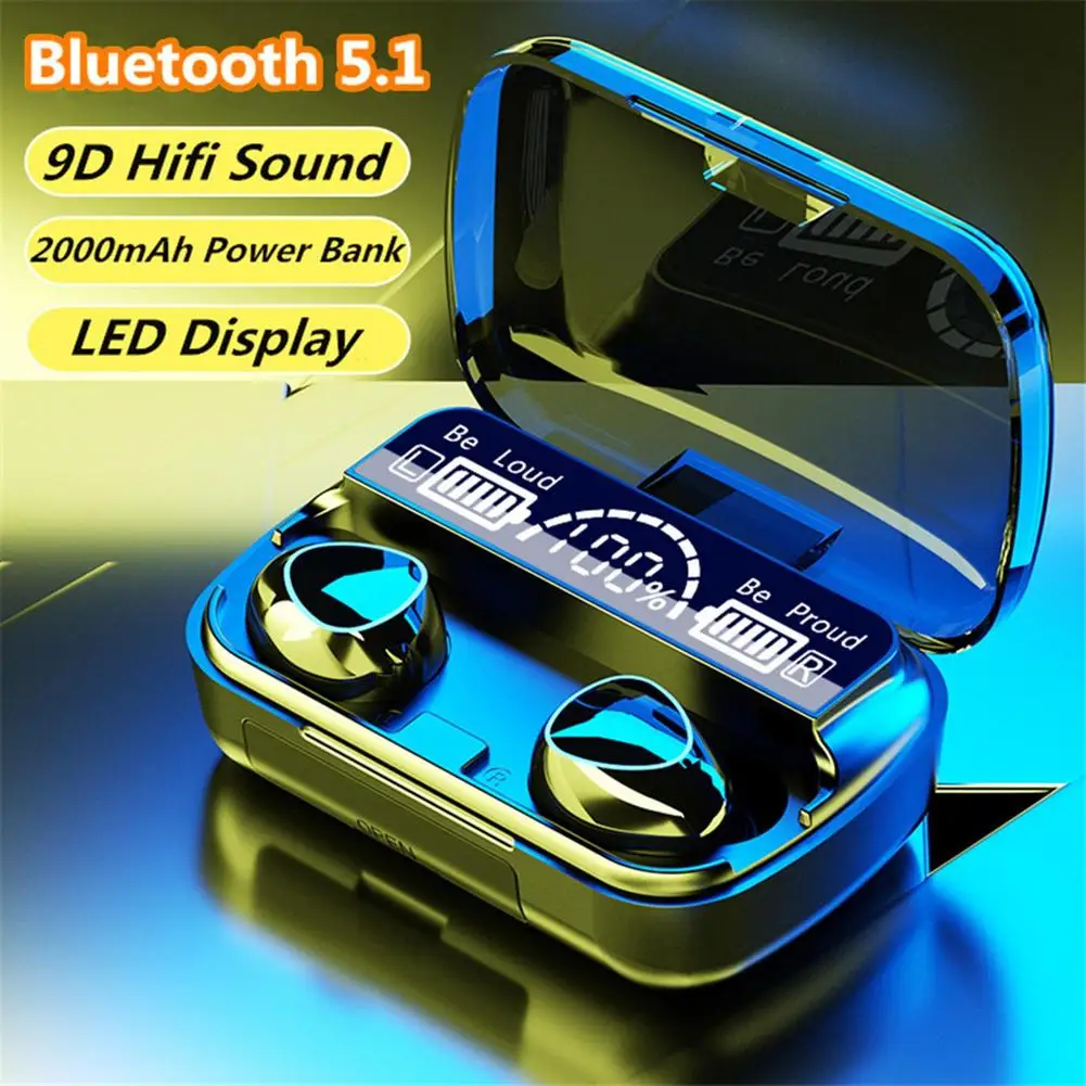 TWS Bluetooth 5 0 Earphones TWS Fingerprint Touch Headset HiFI 9D Stereo In ear Earbuds Wireless Headphones For Sport