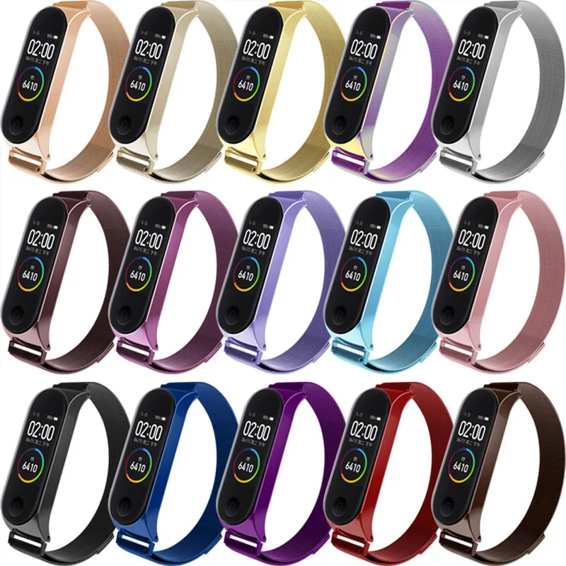 

For Mi Band 3 4 Wrist Strap Magnet Metal Stainless Steel For Xiaomi Mi Band 4 3 Strap Bracelet Miband 4 3 Wristbands Pulseira