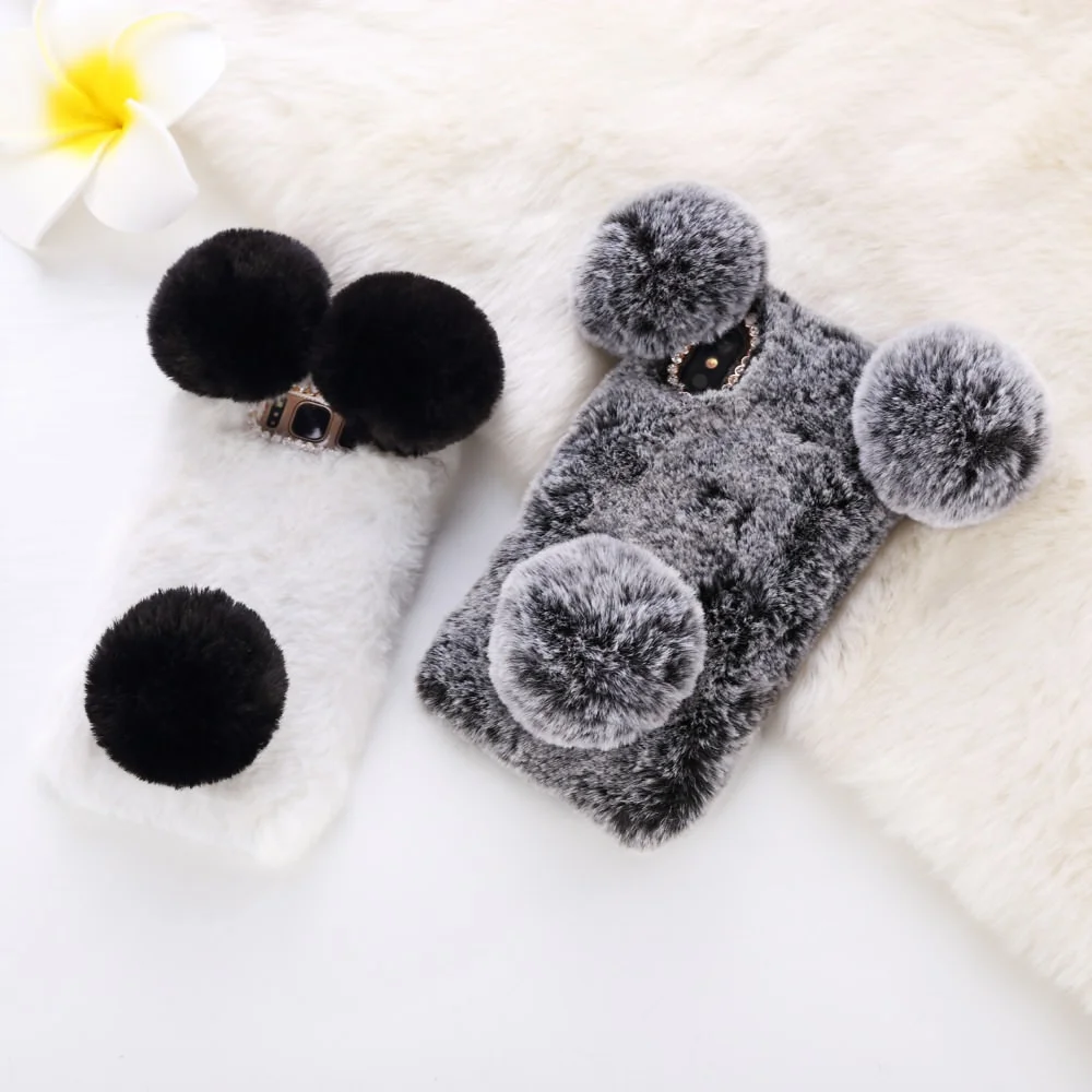 

LAPOPNUT Pandas 3 Hair Ball Case Cover Shockproof Back Shell for Samsung Galaxy J6 2018 J5 2017 J4 J3 2016 A8 2018 A6 Plus A5 A3