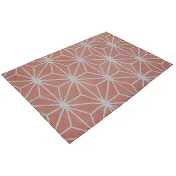 

114x165 Cm Orange Handmade Dhurrie Rug-4x5 Ft