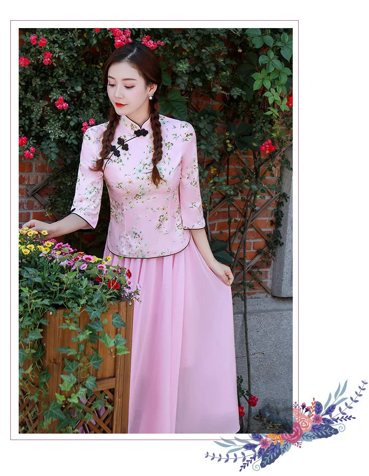 Китайский стиль самовосстановление Qipao женский с длинным рукавом cheongsam Мода ретро Улучшенный Тан костюм рубашка женская повседневная одежда рубашка