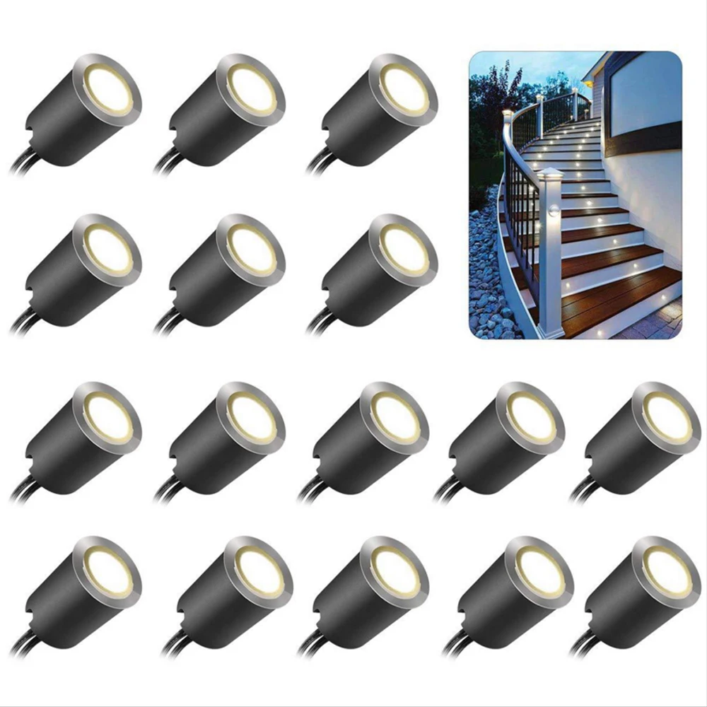 Impermeável LED Deck Light, lâmpadas de jardim, luz subterrânea, quintal, escadas, luz LED Spot, iluminação de paisagem, iluminação exterior, 12V, IP67, 10 Pcs, 16Pcs