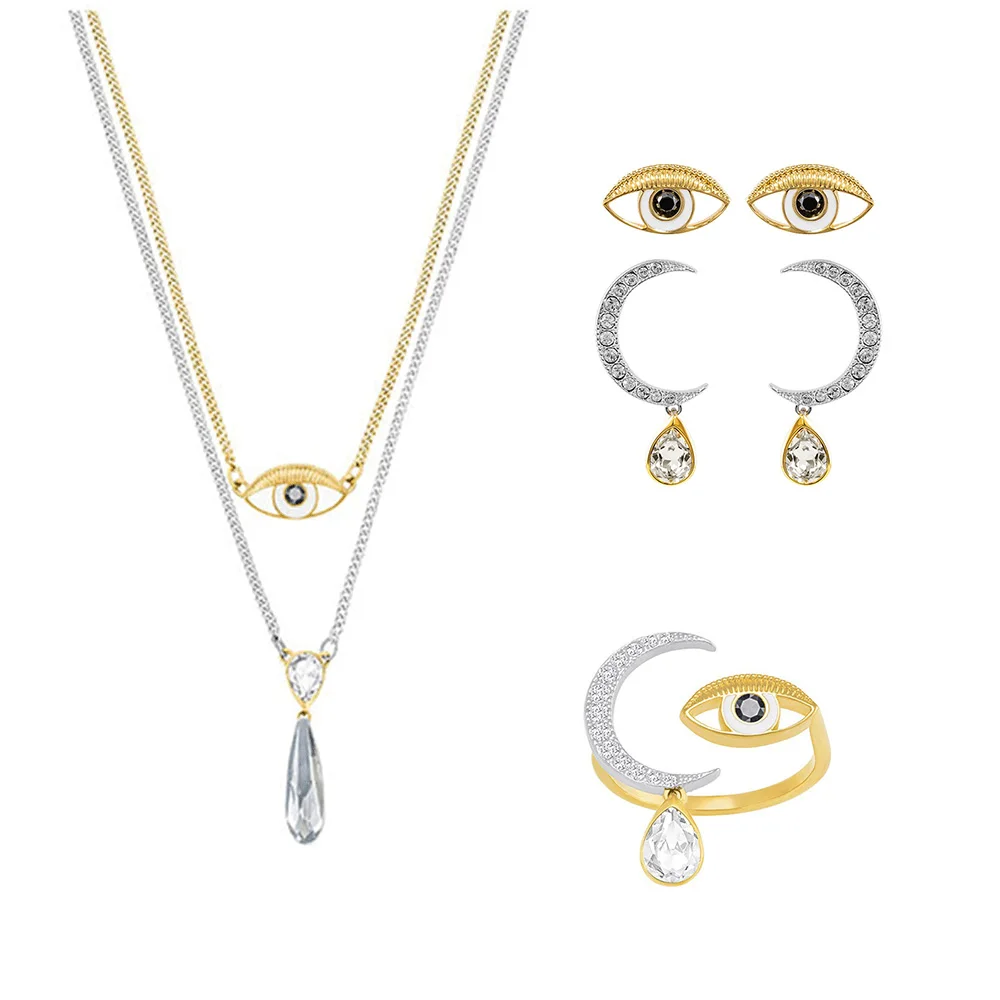 Модный высококачественный комплект Gipsy Devil Eye, оригинальные женские ювелирные изделия, хрустальные глаза для подружек, романтический подарок на день рождения