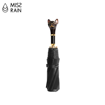 

Cat Head Women Umbrella Luxury Creative Uv Protection Sun Female Parasol Folding Portable Small Black Coating Gift Idea