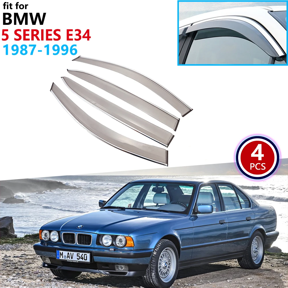 for BMW 5 Series E34 1987~1996 Window Visor Vent Awnings Rain Guard Deflector Cover Sunshield Accessories 1990 1991 1993 1995 | Автомобили