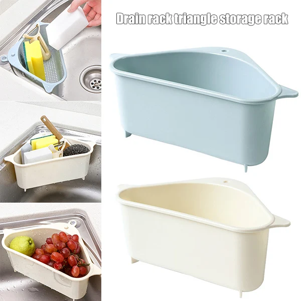 

Trianglular Multifunctional Drain Shelf Storage Rack Kitchen Sucker Bathroom Support Corner Hanging Shelf Soap Box FDX99