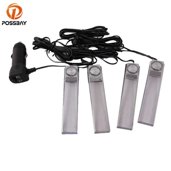

POSSBAY Universal 4 Pcs Car Floor Foot LED Interior Atmosphere Lights Automobile Colorful Decoration Lamp RGB Neon Light Strips