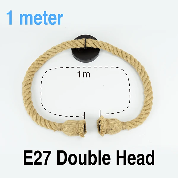 1m-Double Head Ретро декоративная веревка E27 держатель подвесной лампы 1 М 1,5 м 2 м разъем E27 лампа база держатель лампы Люстра соединительный кабель с адаптером - Цвет: 1m-Double Head