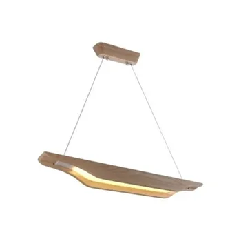 

Long Office Chandelier Creative Personality Nordic Restaurant Lamp Wood Lamp Rectangular Post-modern Studio Simple Solid Iron AC