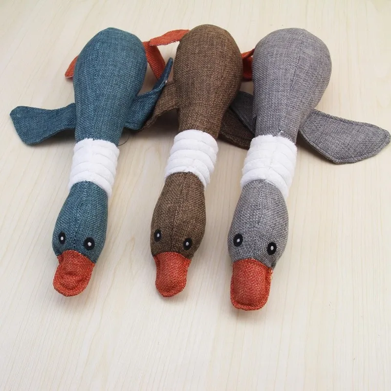 

Игрушка для домашних питомцев, звуковая игрушка, джинсовая льняная большая гусь, 31 см, устойчивая к укусам, имитация собаки, большая гусь, летающая на юге