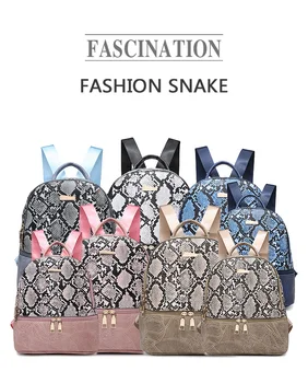 

New Design Women Backpack Snake Leather Backpacks for Teenage Girls Female Shoulder Bag