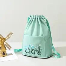 Foldable Backpack Large Capacity Waterproof Drawstring Shoulder Multifunctional Oxford Embroidery Handbag Tote Women Bags B Q1T2