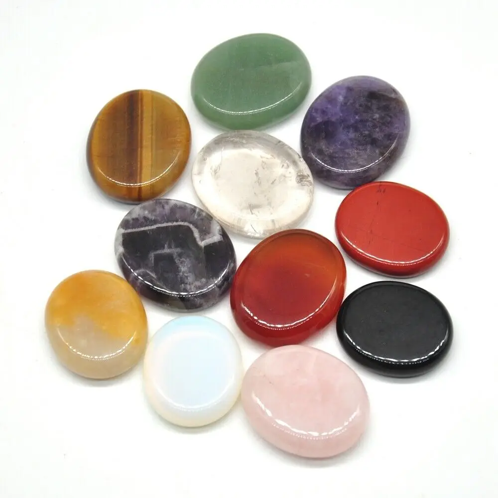 Piedra Natural curativa de 25x30mm para masaje, piedras preciosas para el pulgar, tratamiento de Reiki, minerales religiosos, Gema de Palma