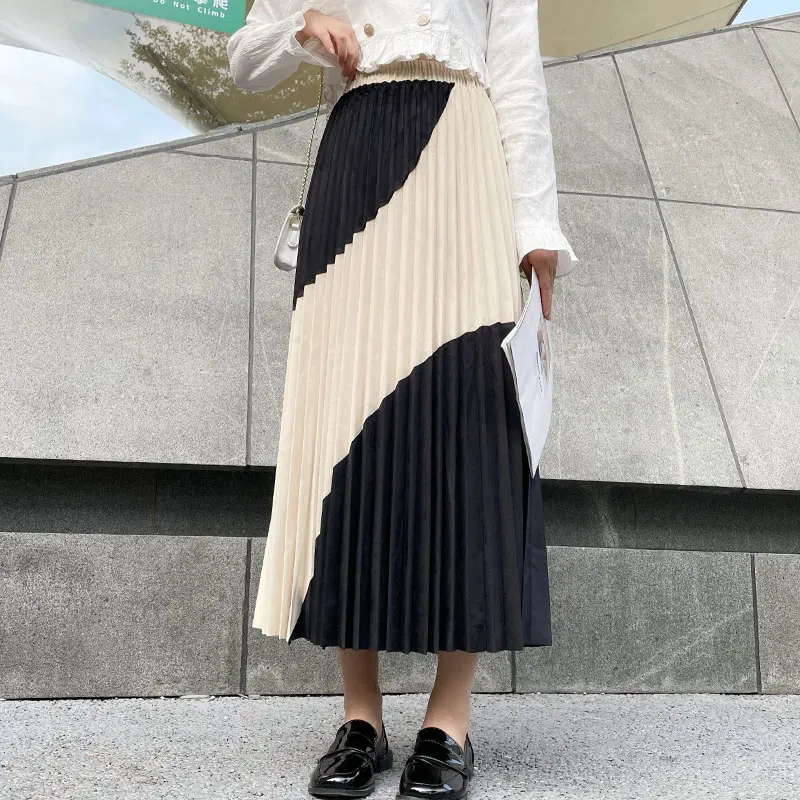 

Velvet Pleated Skirt Women 2021 New Autumn Winter Thick Warm Long Skirt Elegant High-Waist Mid-Calf Fashion