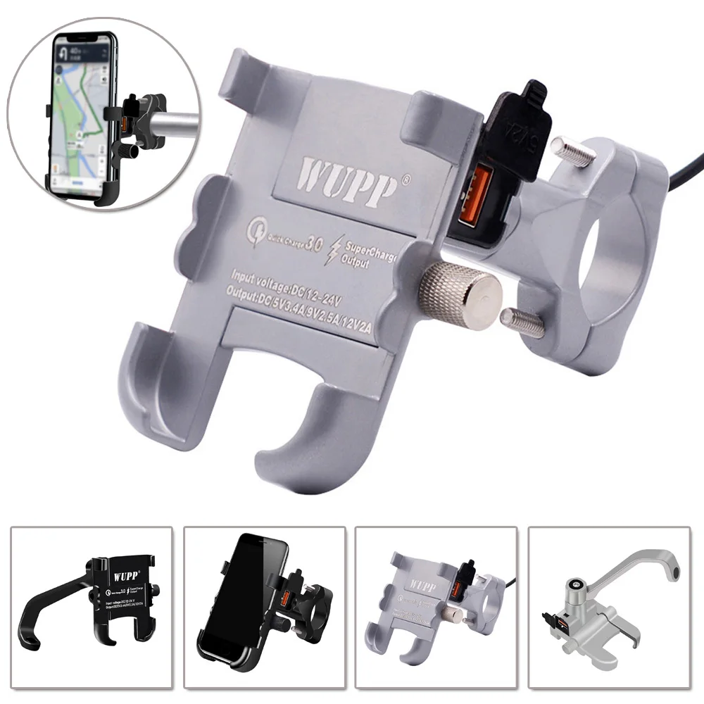 DC12-24V держатель для телефона мотоцикла gps кронштейн QC3.0 Быстрая зарядка вращение на 360 ° для автомобильных аксессуаров
