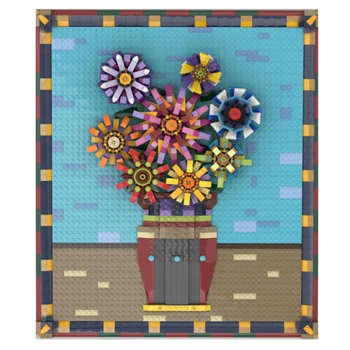 

Creative MOC Small Grain Mosaic Blocks Compatible With Lepininglys World Famous Painting Van Gogh's sunflower