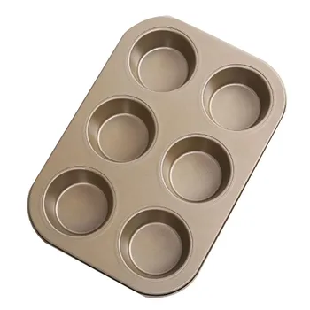 

1*Cake Mould 6 Deep Cups Muffin Non Stick Bun Fairy Cake Baking Tray Carbon Steel Mould Tin Practical