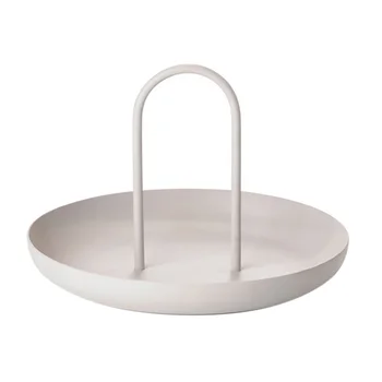 

European Round Jewelry Tray Living Room Kitchen Table Meal Trays Round Portable Tray Desktop Sundries Tray with Handle Decor