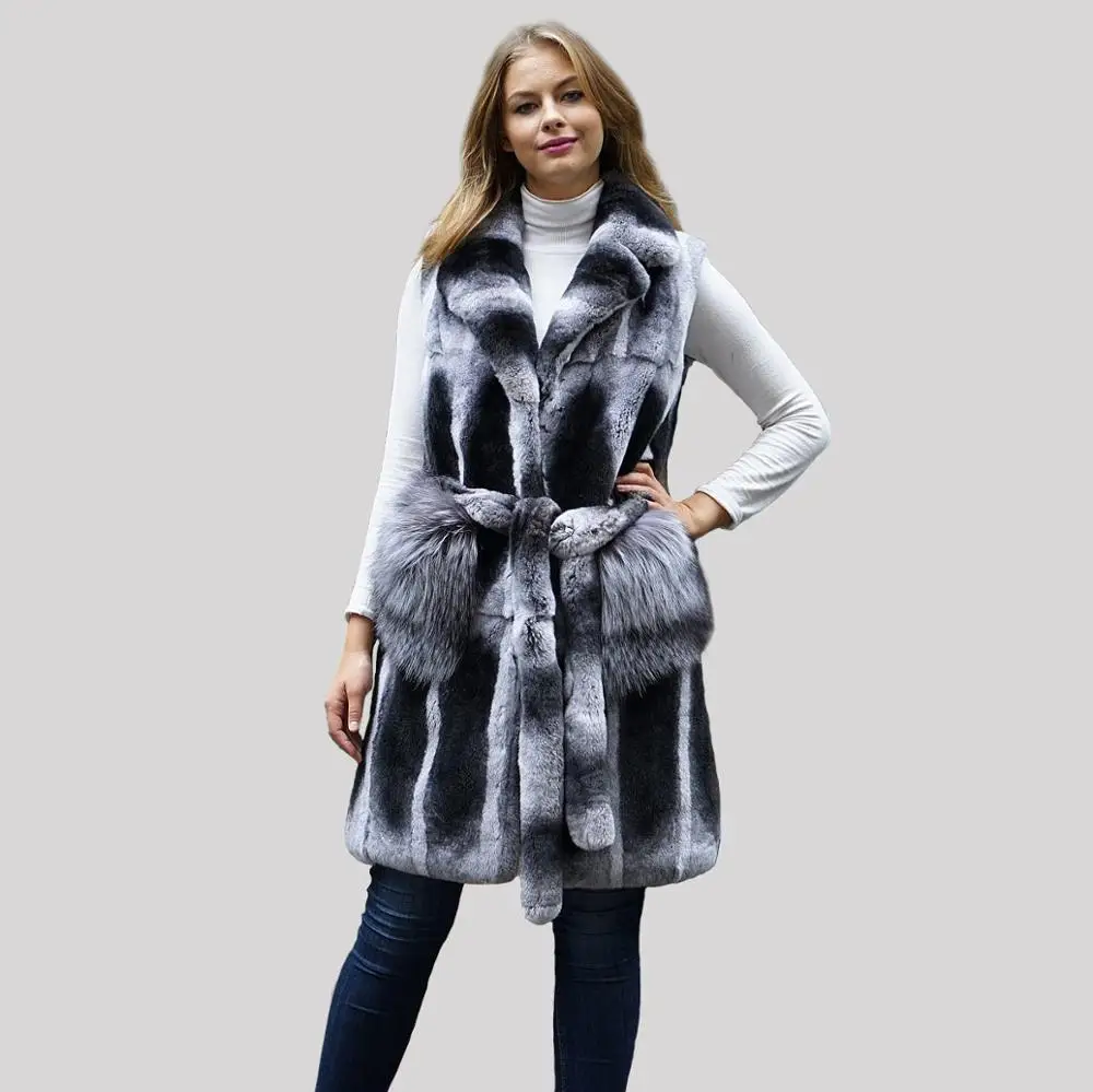 RB-064 Новинка, модная женская куртка из натурального меха, повседневное пальто с большим отложным воротником, меховое пальто, Шиншилла, цветное Женское пальто из натурального меха - Цвет: RB-064