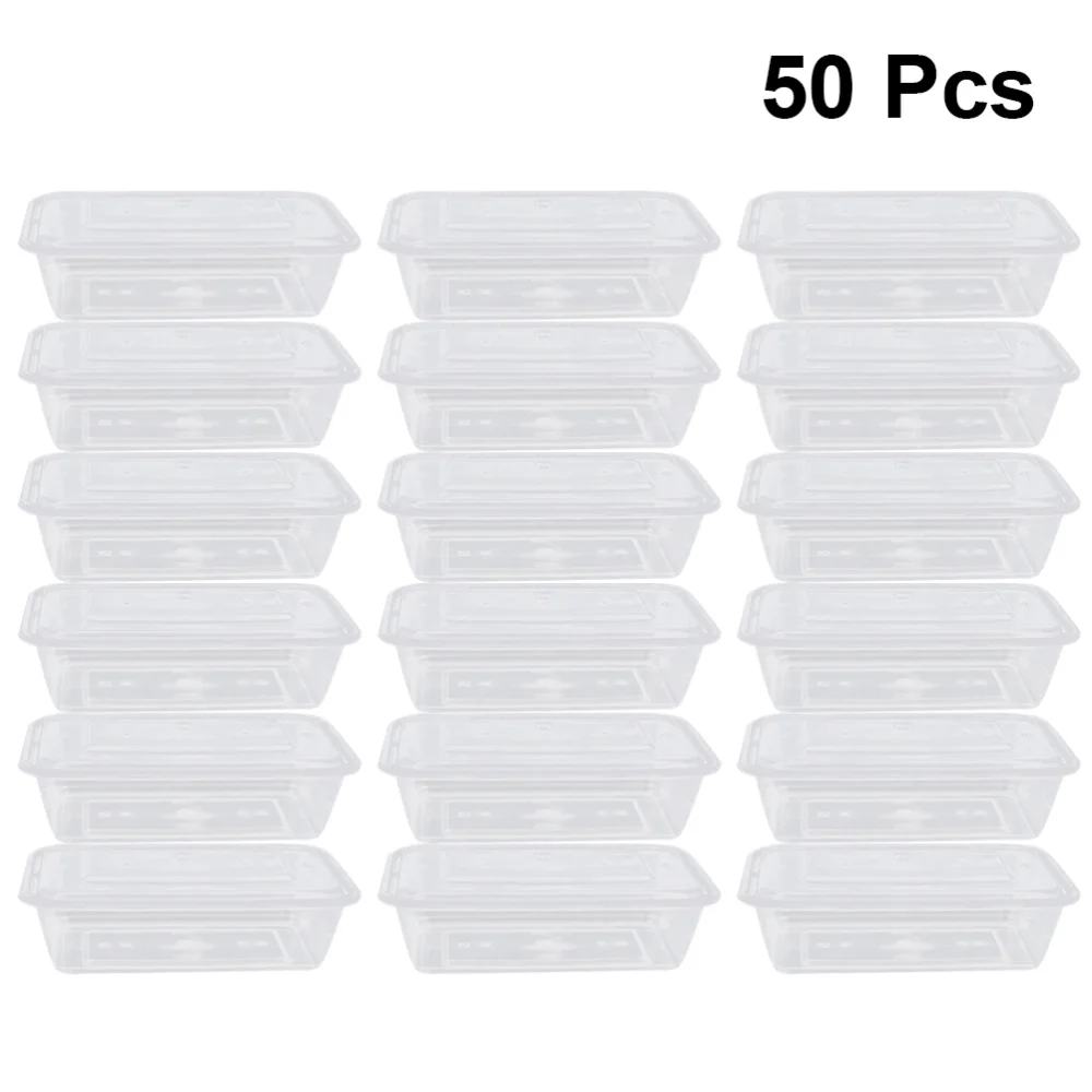 50pcs Disposable Packing Boxes Temperature Resistant Heat Preservation Food Containers Salad Meal Boxes Carry Out Containers disposable containers disposable lunch box food storage containers