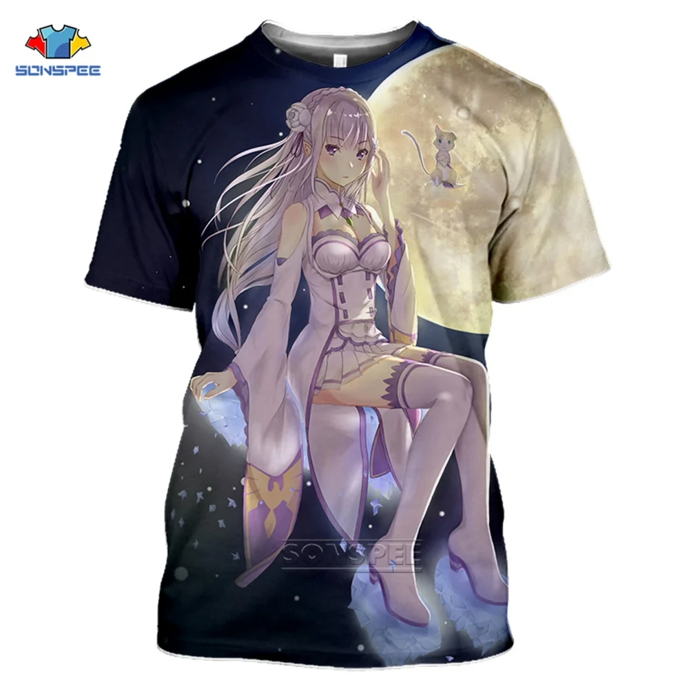 

SONSPEE Anime 3d Print Hip Hop T Shirt Women loli Game Summer Fashion Re Zero Rem T-shirt Harajuku Shirt Homme Tshirt Top Tees