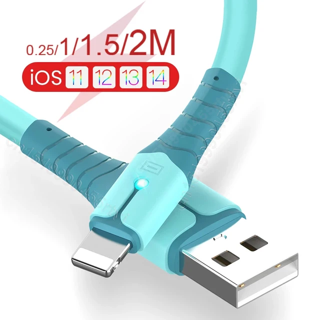 USB Data Cable For iPhone 13 Mini 12 Pro Max X XR 11 XS 8 7 6s Liquid Silicone Charging Cable USB Data Cable Phone Charger Cable 1