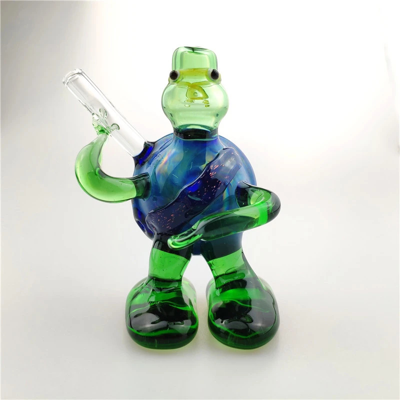 1 шт. высокое качество милый мультфильм черепаха стеклянная труба набор боросиликатные трубы Перколятор рождественские подарки - Цвет: Зеленый