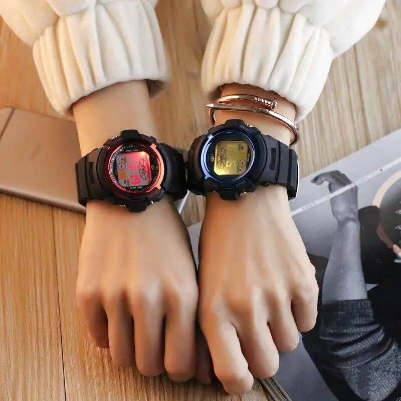

2020 new student sports waterproof watch for college entrance examination colorful luminous alarm clock electronic watch