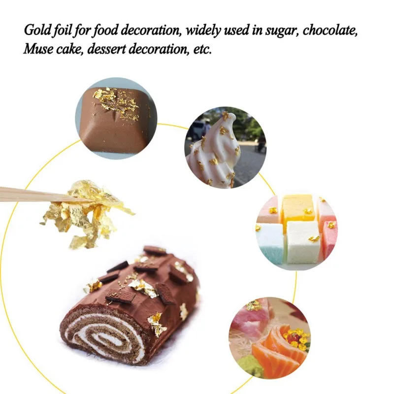 Edible Grade Genuine Gold Leaf Schabin Flakes Gold Foil Decorative Dishes Chef Art Chocolates Cake Decorating Tools Accessories