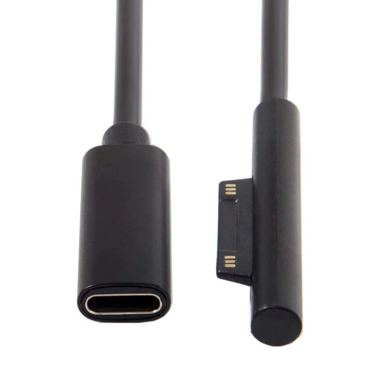 0,2 м женский USB-C зарядный кабель для Microsoft Surface Pro 6/5/4/3 Поверхность ноутбука 1/2, 45Вт 15В PD кабель для зарядки