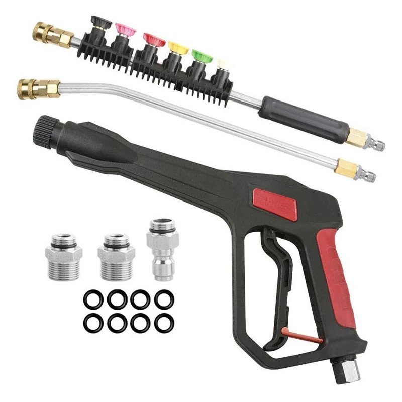 

50 Inch Long High Pressure Washer, 14 Inch 30 Degree Curved Rod Extension Replacement Wand Lance,Quick Connect Wand 6 Color Spra