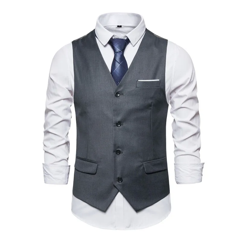 Suit Vest Men&rsquo;s Business Sleeveless Vests Jacket Asian Size S-6XL Wedding Party Waistcoat