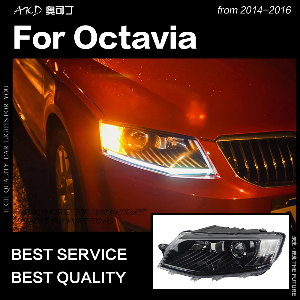Автостайлинг AKD фары для Skoda Octavia 2015 2017 A6 светодиодный ные DRL Hid Bi Xenon автомобильные