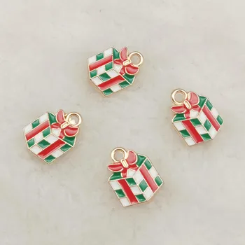 

10pcs enamel gift box charm jewelry accessories earring pendant bracelet necklace charms zinc alloy finding 10x14mm