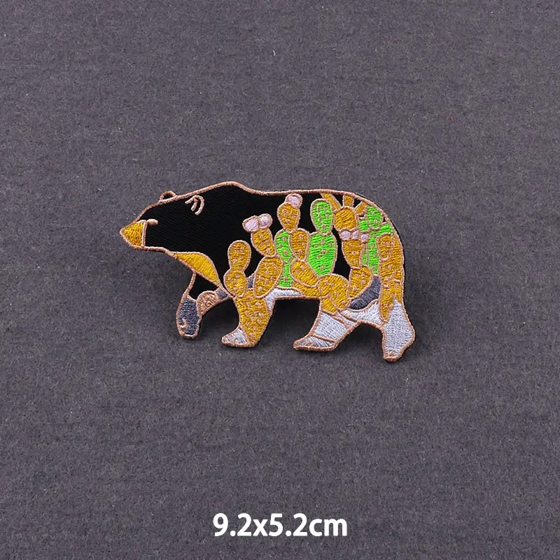 PUNK Animal Shark DIY Fusible Patches For Clothing Iron On Embroidered Patch For Clothes Dinosaur Bear Stickers On Jacket Badges 