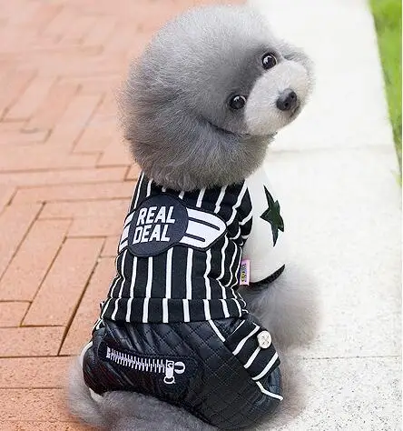Black Striped Качественная одежда для маленьких питомцев Petalk, теплый зимний комбинезон для кошек, собак, пальто с капюшоном, одежда с флисовой подкладкой, Комбинезоны для домашних животных, размеры от XS до XXL - Цвет: Black Striped
