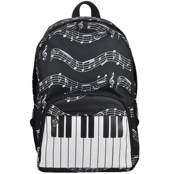 

Musical Backpack Backpack Musical Notes Oxford Cloth Bag Art Department Storage Backpack Black+White