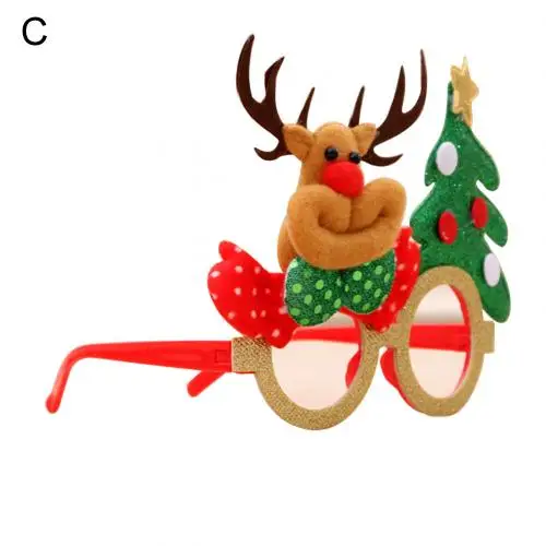Детские очки амулеты Рождественская Фигурка Санта Снеговик Олень Медведь очки с узором очки Рождественская игрушка праздничный костюм аксессуары детский подарок - Цвет: Elk