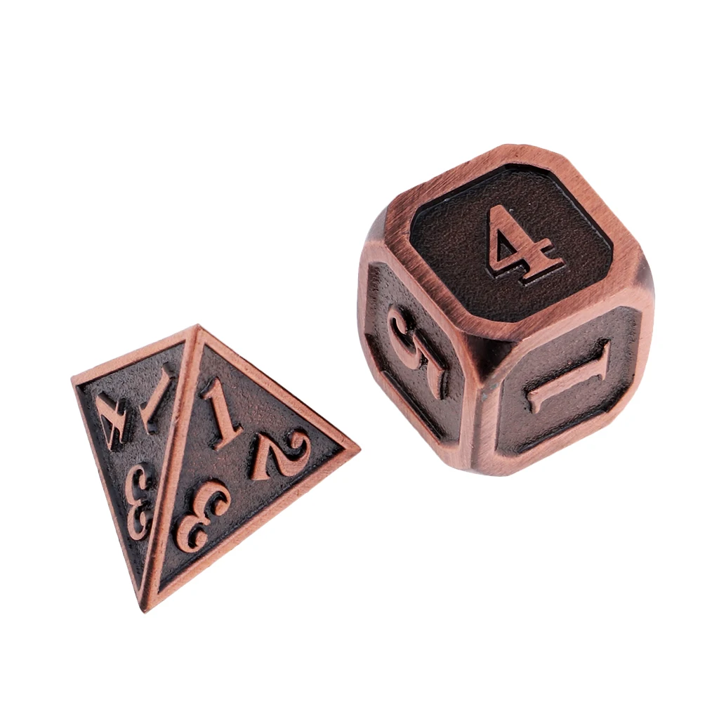 7pcs Embossed Heavy Metal Polyhedral Dice Set for D&D DnD RPG MTG Accessory Parties Board Game Dices Polyhedral Dices 