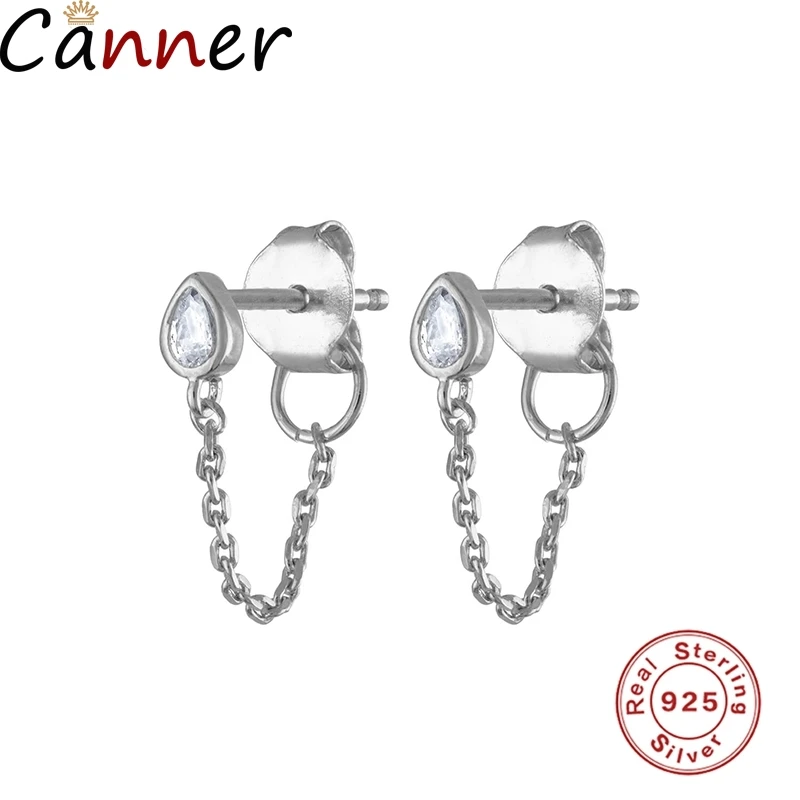 Canner модные серьги из стерлингового серебра S925 пробы, минималистичные серьги с цепочкой, простые серьги в виде капель для женщин, подарки