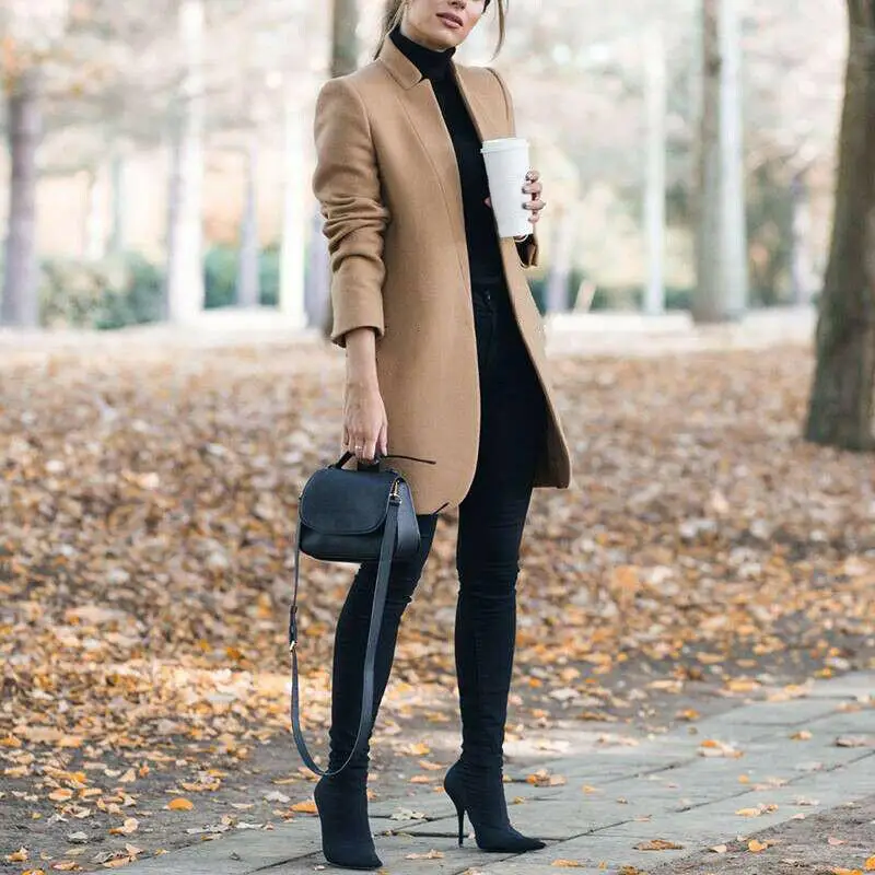 Зимнее женское пальто размера плюс 4XL 5XL, длинное шерстяное пальто, корейское теплое элегантное винтажное Женское пальто, накидка, куртка, пальто
