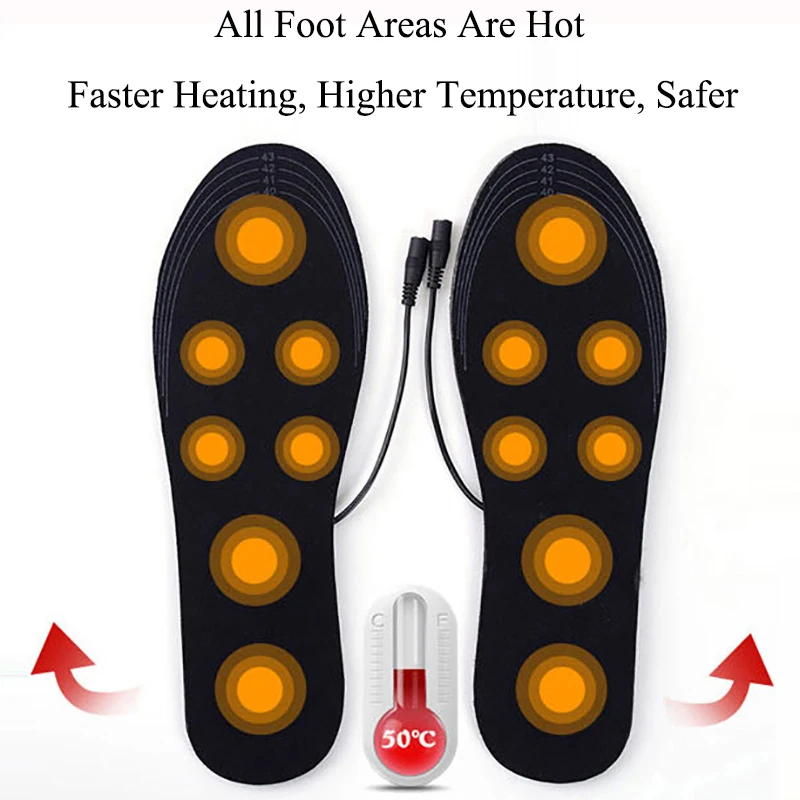 Унисекс USB стельки с электрическим подогревом для обуви, зимние теплые стельки с подогревом для ног, заряжаемые Удобные стельки с нагревателем