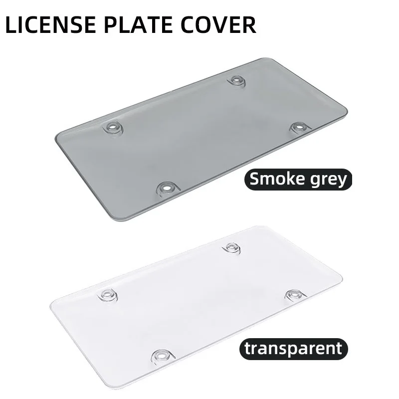 

2 Pcs Durable Smoked & Transparent ABS Plastic Front / Rear Car License Plates Frame Cover Fits All USA & Canada License Plates