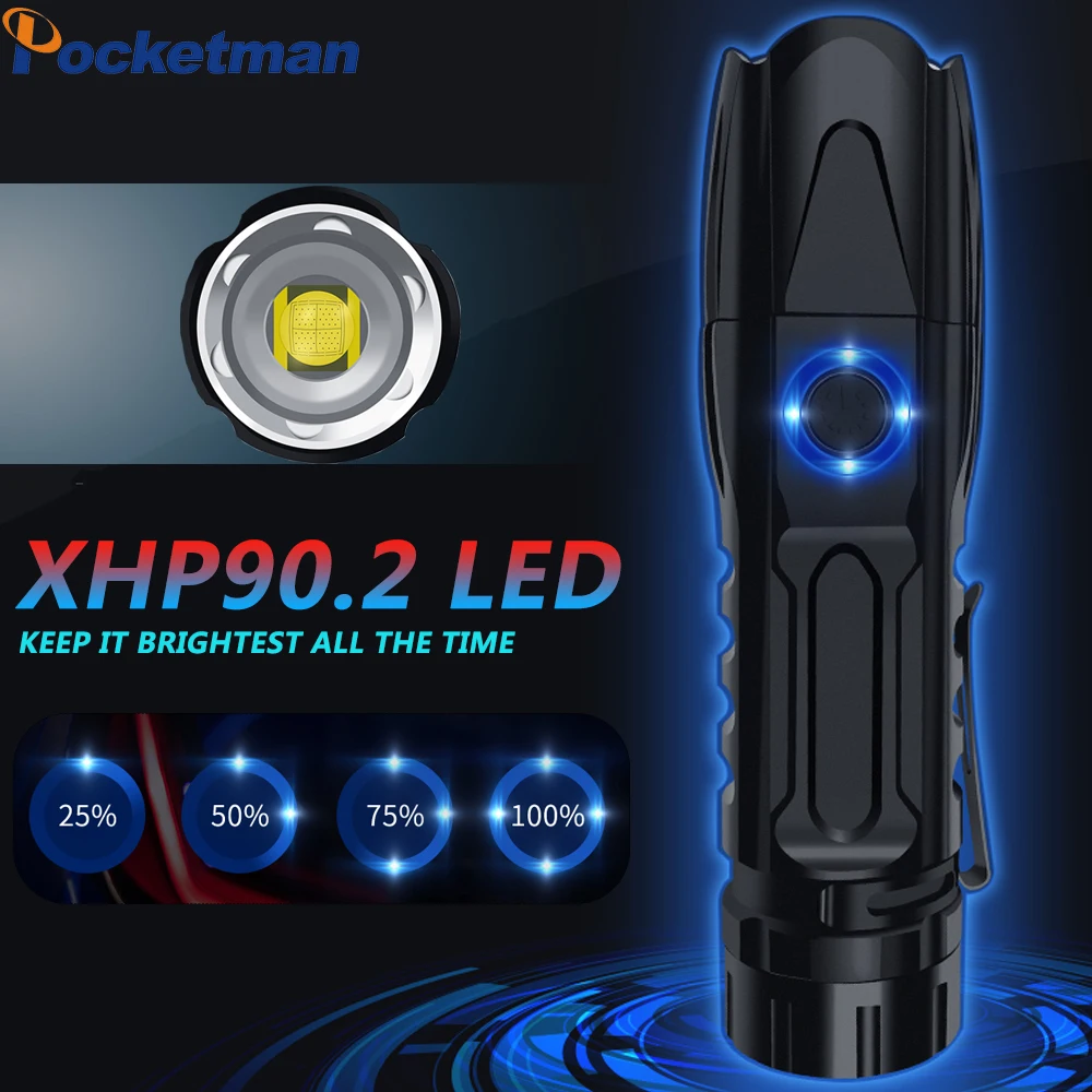 Самый мощный светодиодный фонарик XHP90.2 XLamp тактический - Цена: 