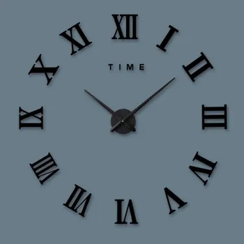 

Novelty Wall Clock 3D DIY Modern Roman Numbers Display Wall Clock Creative Home Office Hanging Decoration